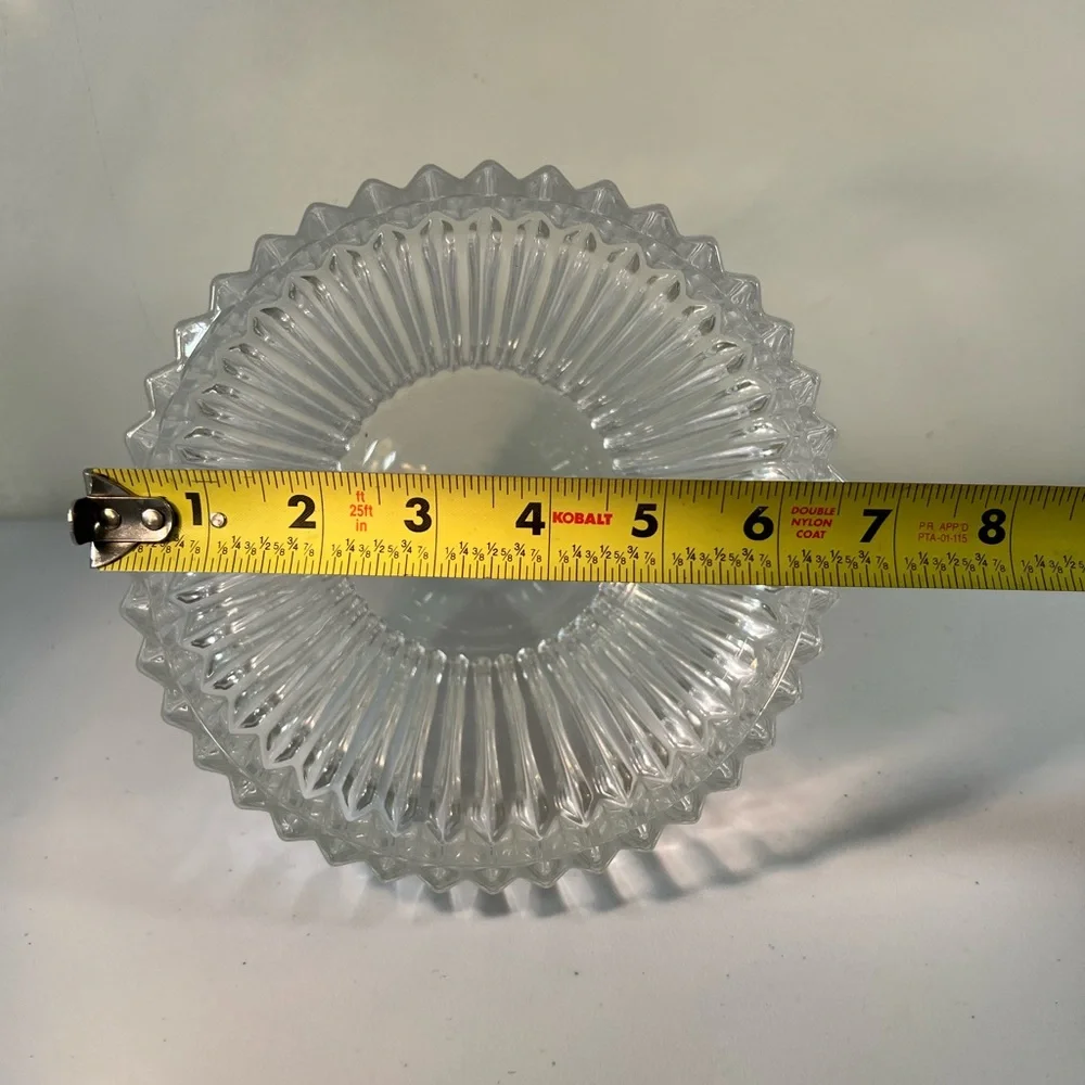 Lead Crystal Bowl Deep Cut Glassware Sleek Vertical Lines Heavy Bowl Wedding